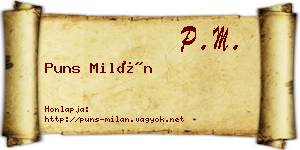 Puns Milán névjegykártya